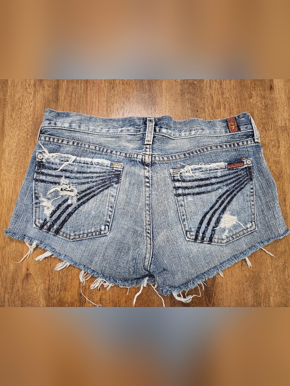 7FAM Denim Cutoff Shorts - Blue Jean Shorts, Size 29 - Picture 2 of 4